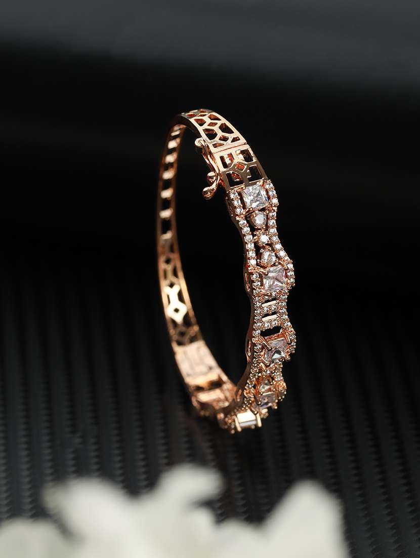 rose gold-plated american diamond studded bracelet
