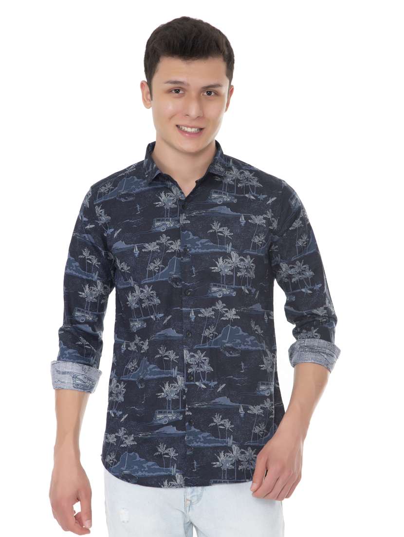 blue printed casual shirt - 18382371 - Zoom Image - 0