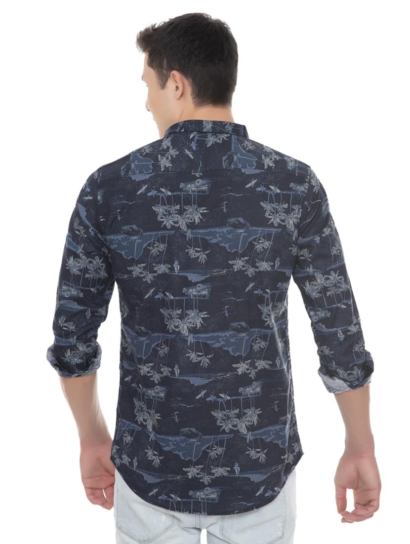 blue printed casual shirt - 18382371 - Standard Image - 2
