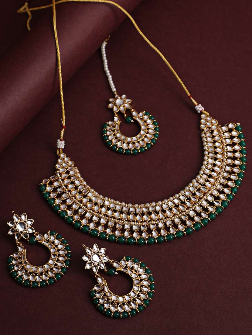 green brass choker necklace