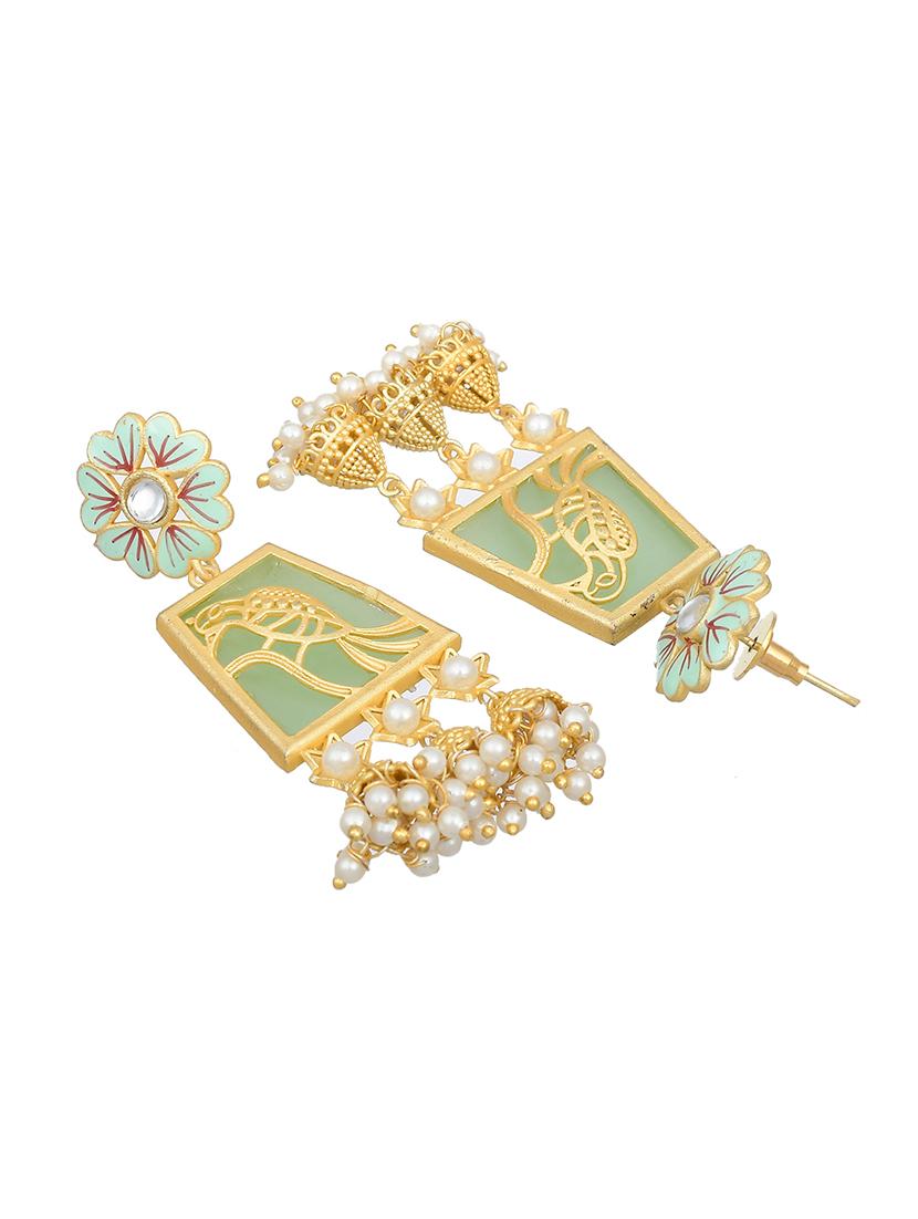 gold brass drop earring - 18382469 - Standard Image - 2