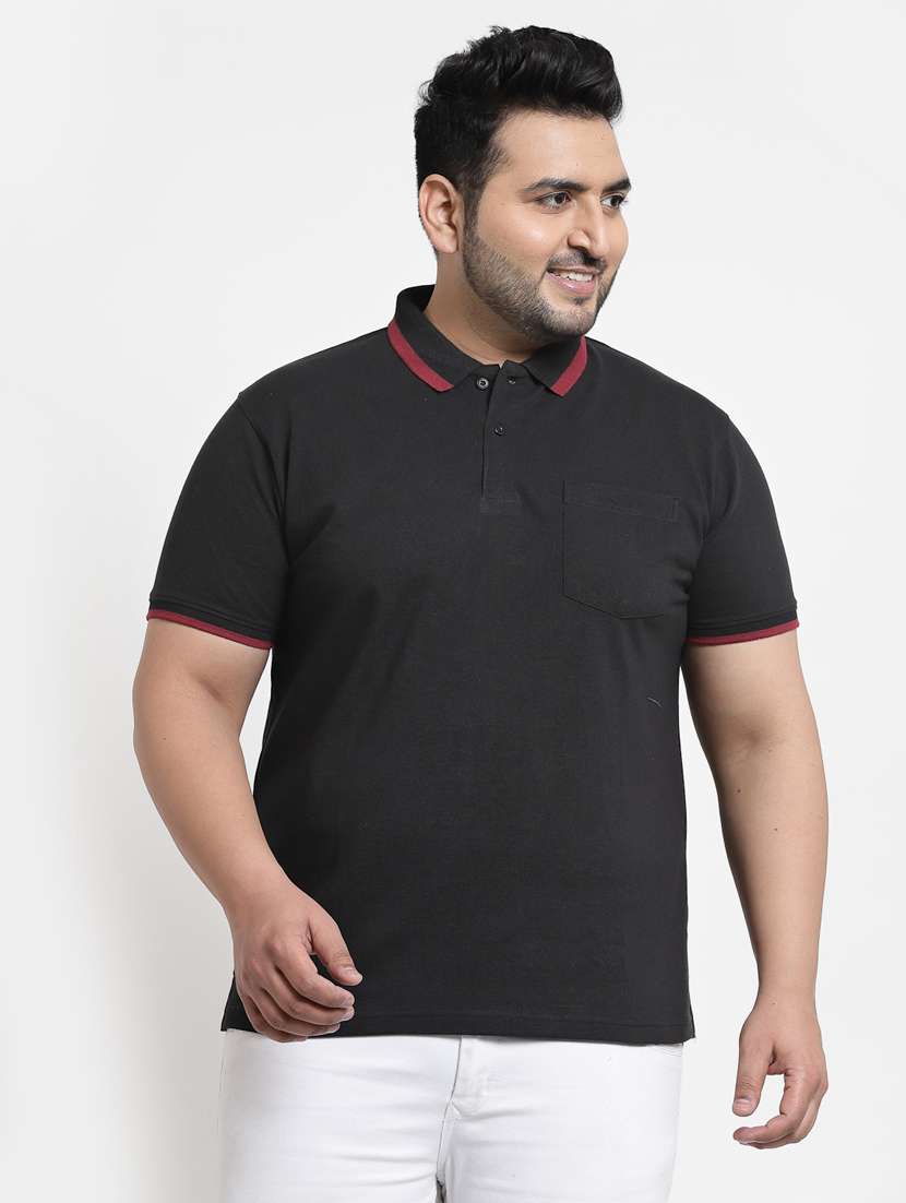 black solid polo plus-size t-shirt
