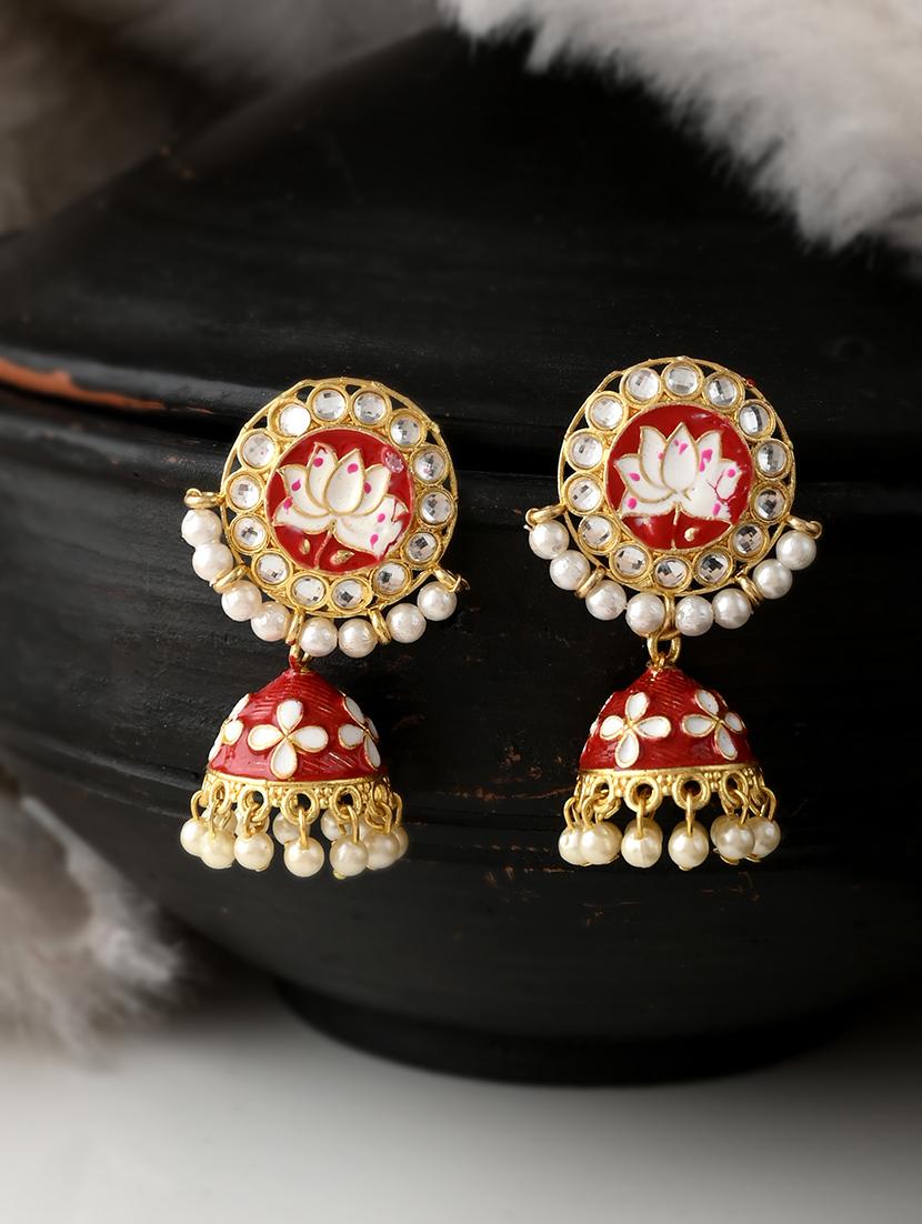 gold brass drop earring - 18382589 -  Zoom Image - 0