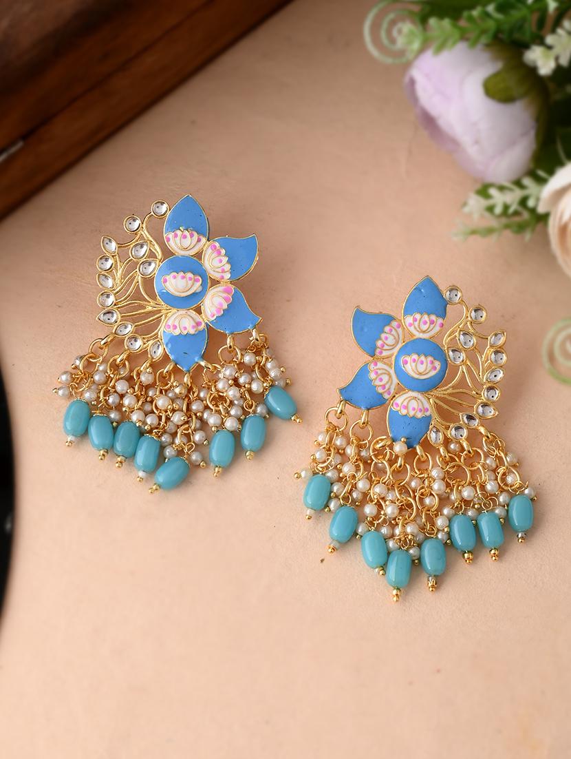blue brass drop earring - 18382607 - Zoom Image - 0