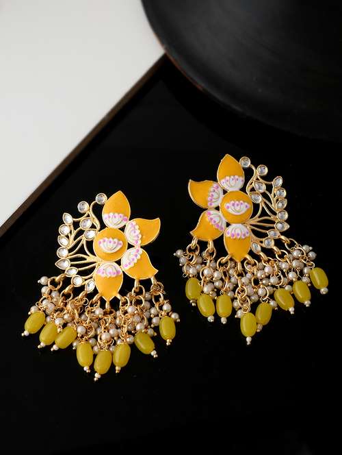 yellow brass drop earring - 18382614 -  Standard Image - 0