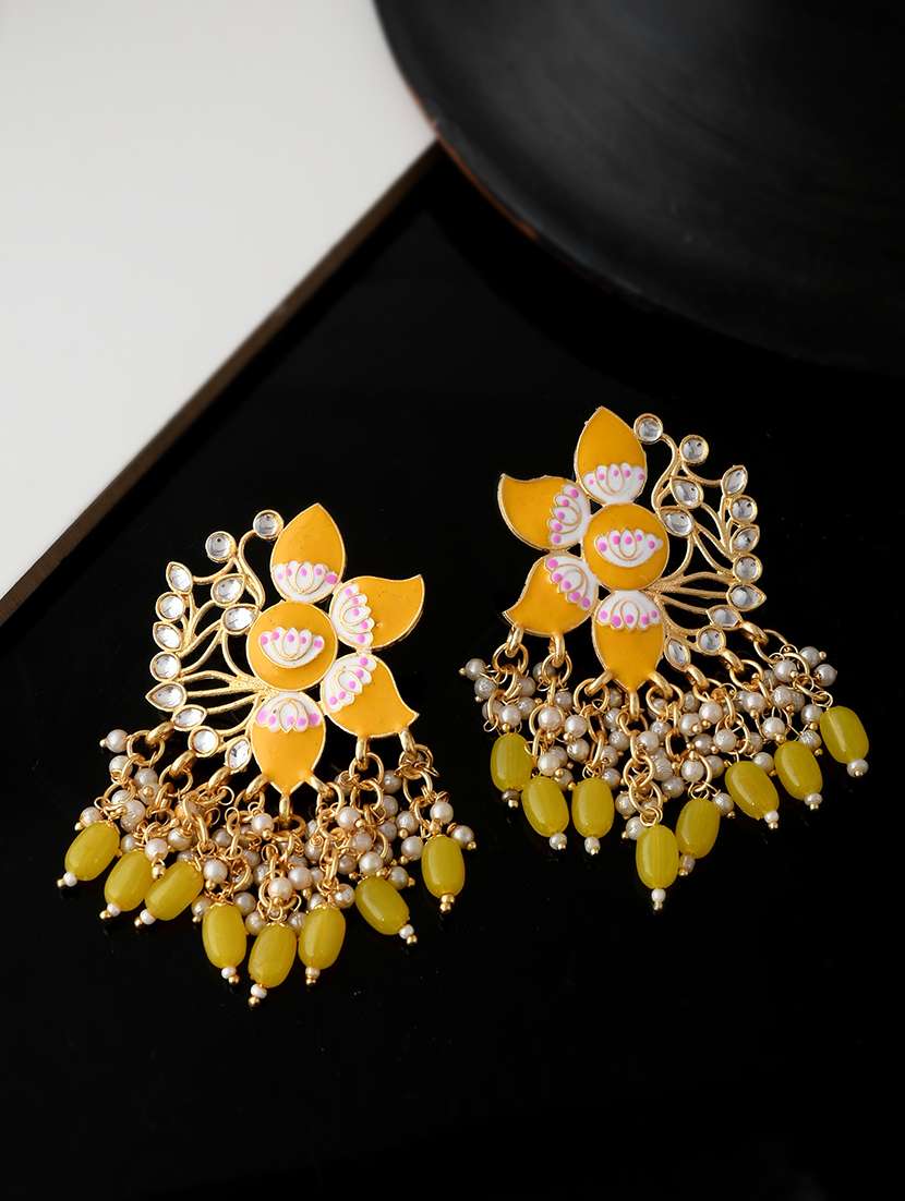 yellow brass drop earring