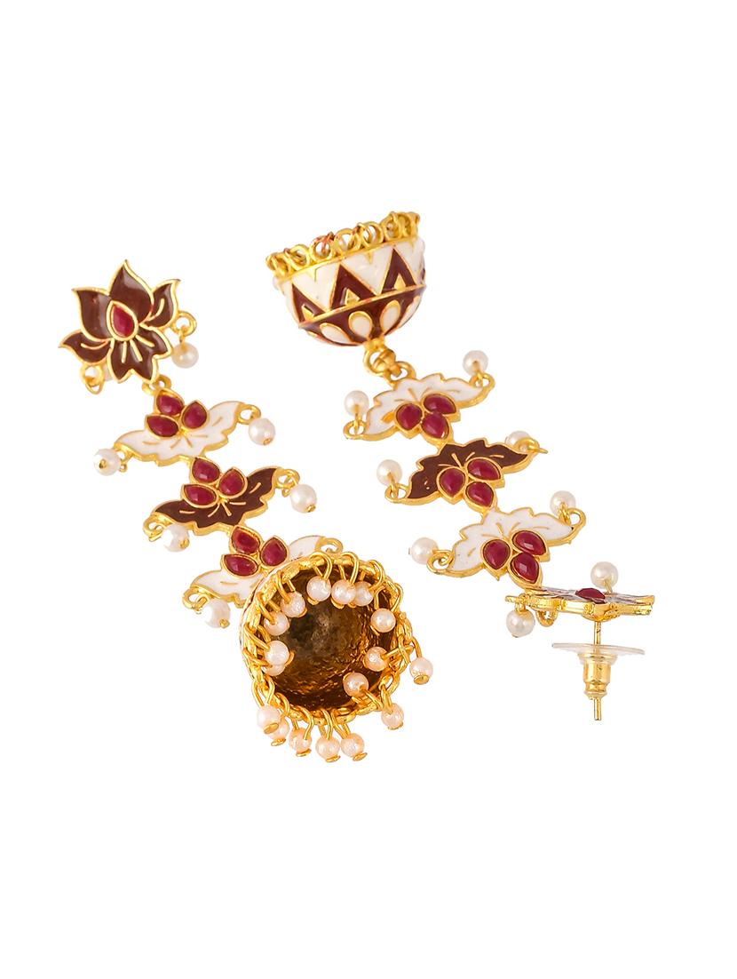 gold brass jhumka earring - 18382678 - Standard Image - 2