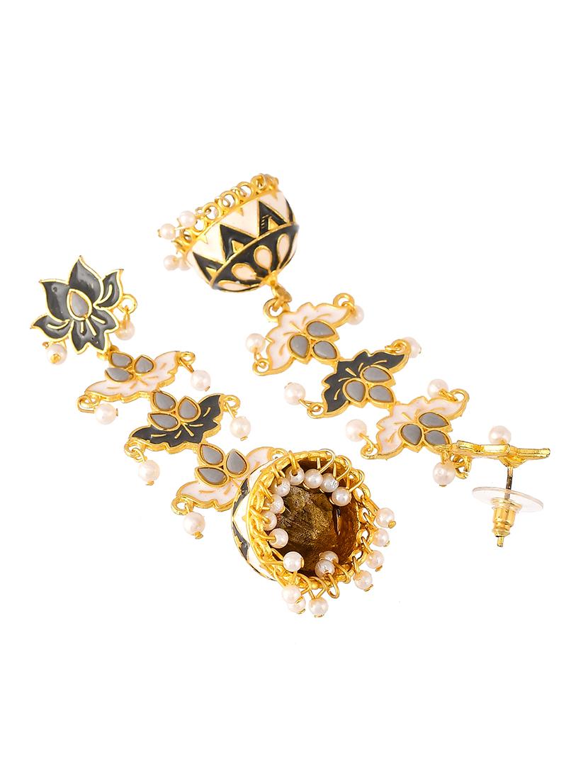 grey brass jhumka earring - 18382684 - Standard Image - 2