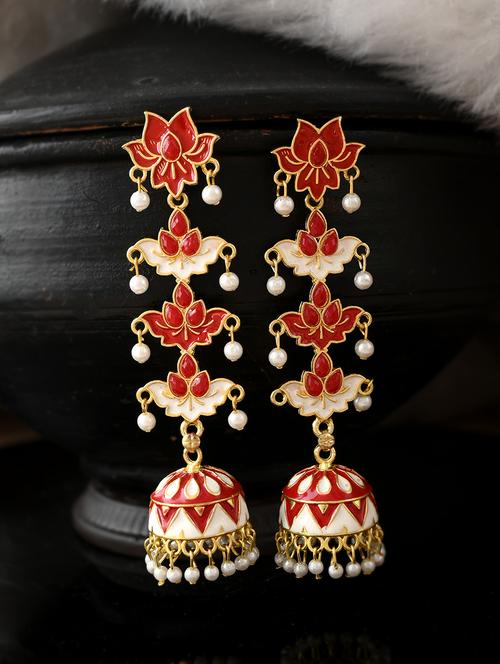 red brass jhumka earring - 18382689 -  Standard Image - 0