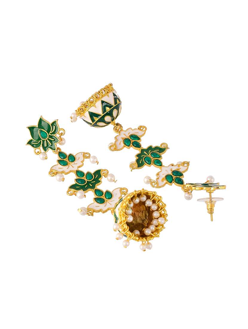 green brass jhumka earring - 18382690 -  Standard Image - 2