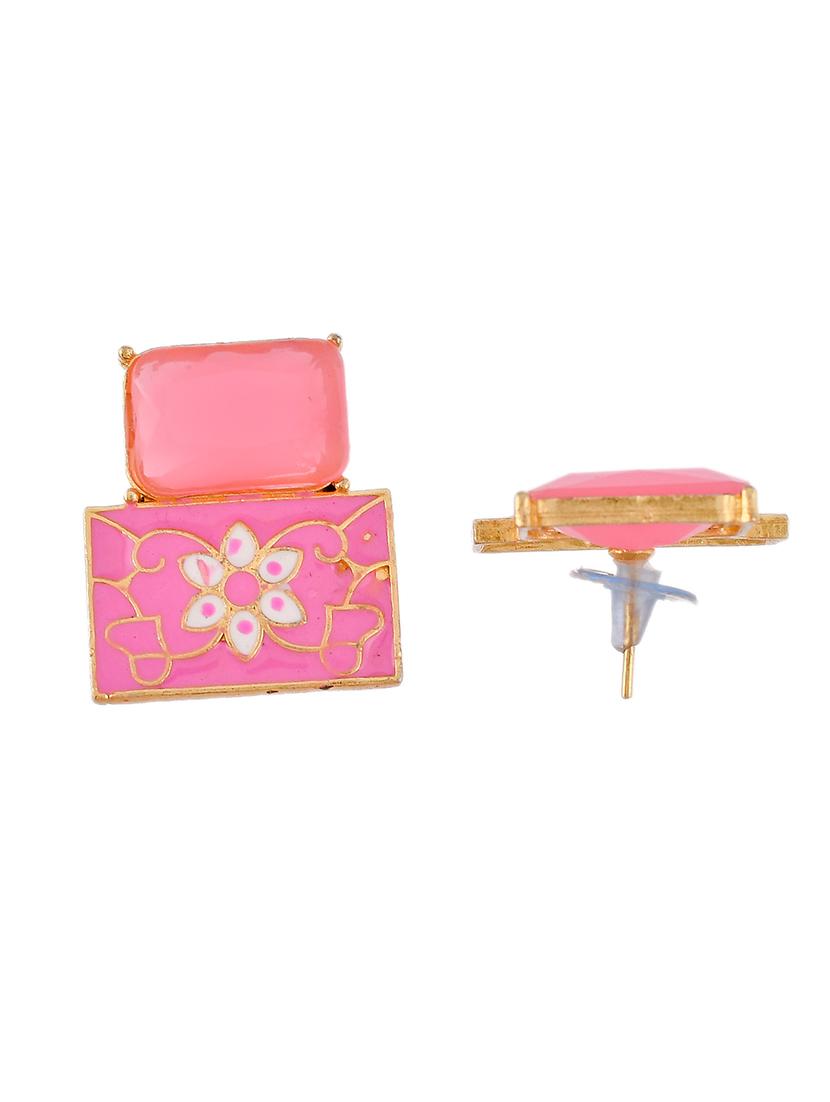 pink brass studs earring - 18382697 - Standard Image - 2