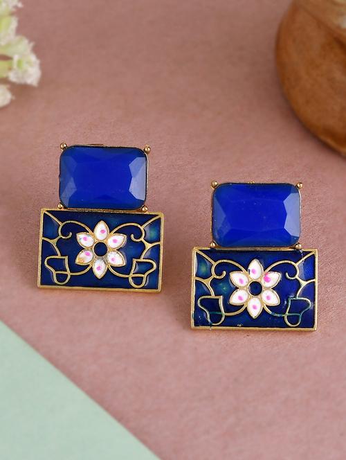 blue copper studs earring - 18382707 - Standard Image - 0