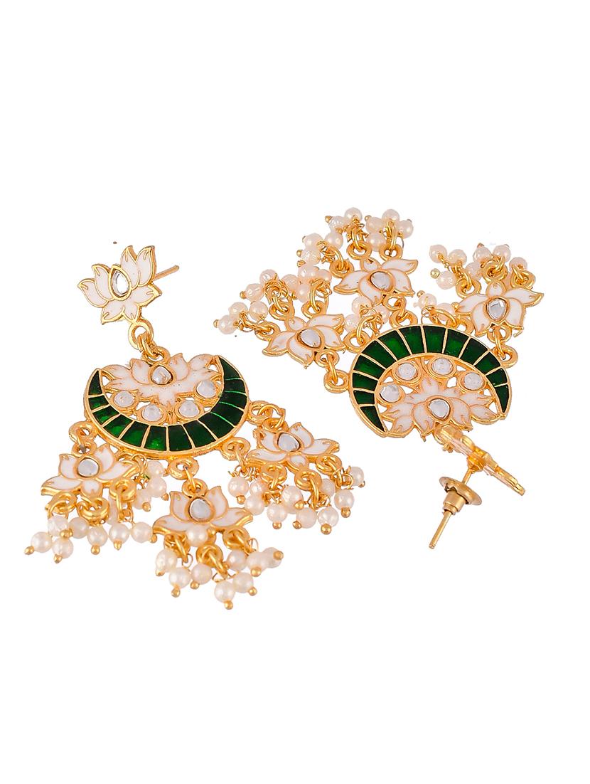 green brass chandballi earring - 18382709 - Standard Image - 2