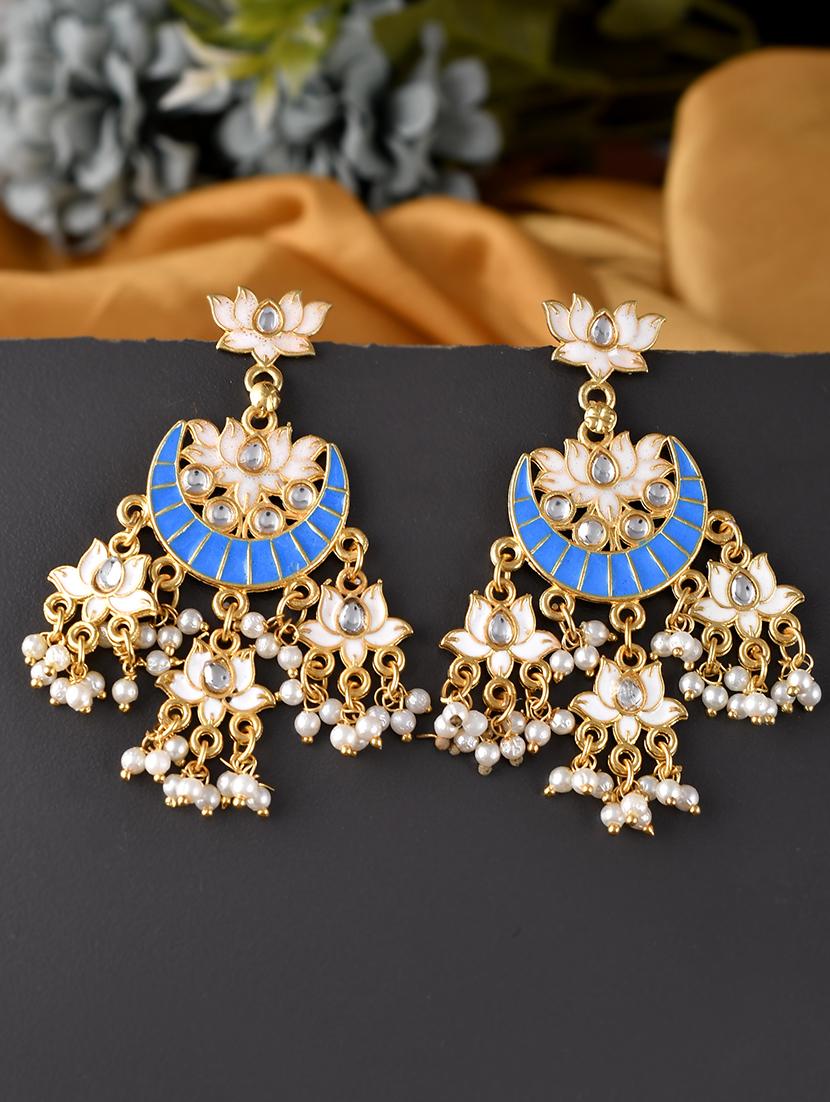 blue brass chandballi earring - 18382710 -  Zoom Image - 0