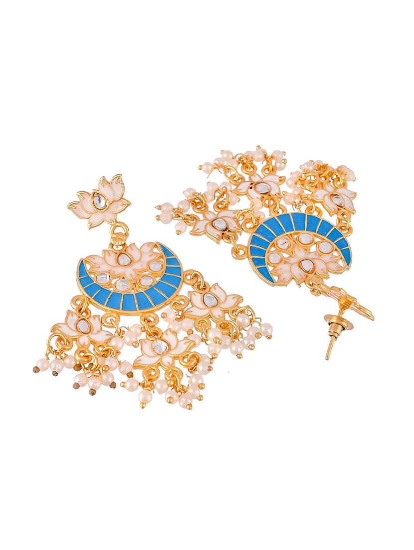 blue brass chandballi earring - 18382710 - Standard Image - 2