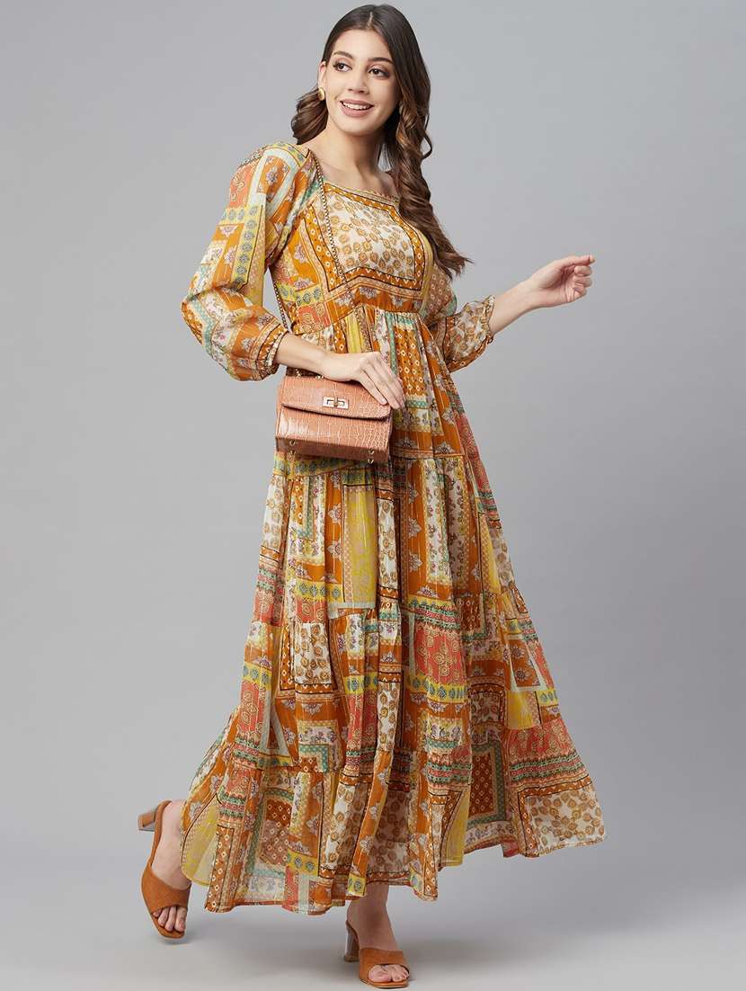 women's fit & flare ajrakh dress
