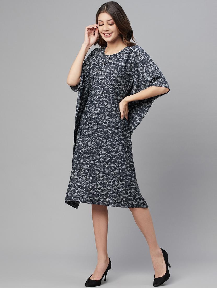 round neck printed kaftan dress - 18382724 - Standard Image - 2