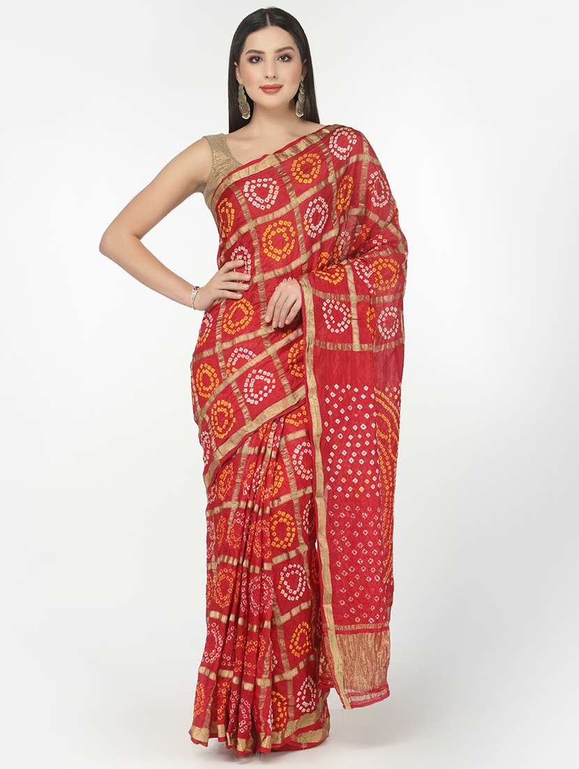 pink bandhani saree with blouse