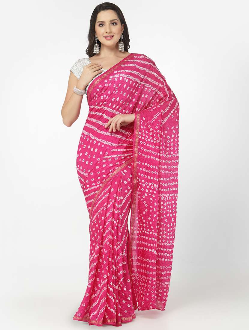 pink bandhani saree with blouse