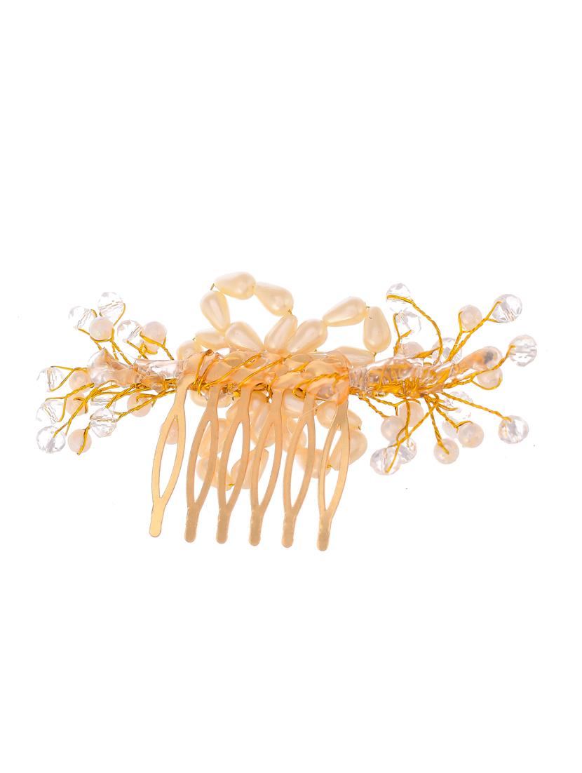 orange & gold toned embellished hair comb pin - 18382867 - Standard Image - 2