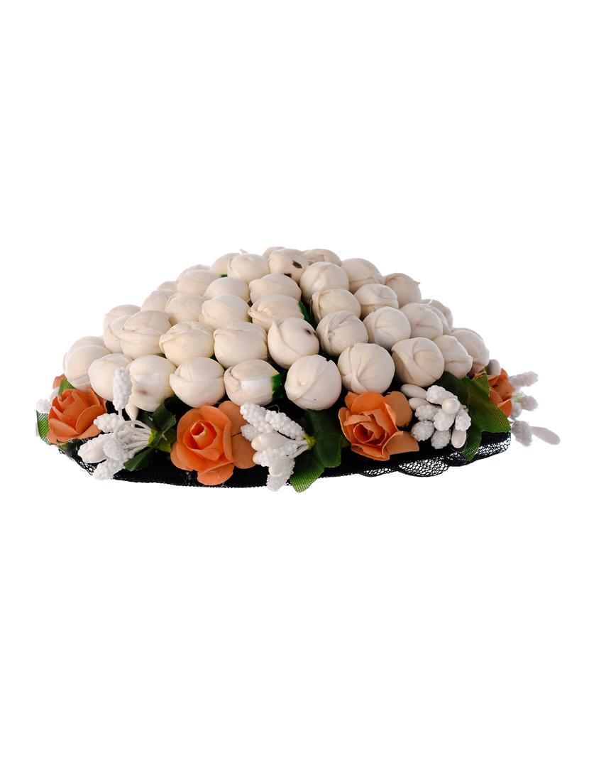 orange & white embellished handcrafted beaded hair bun cover - 18382886 - Standard Image - 2