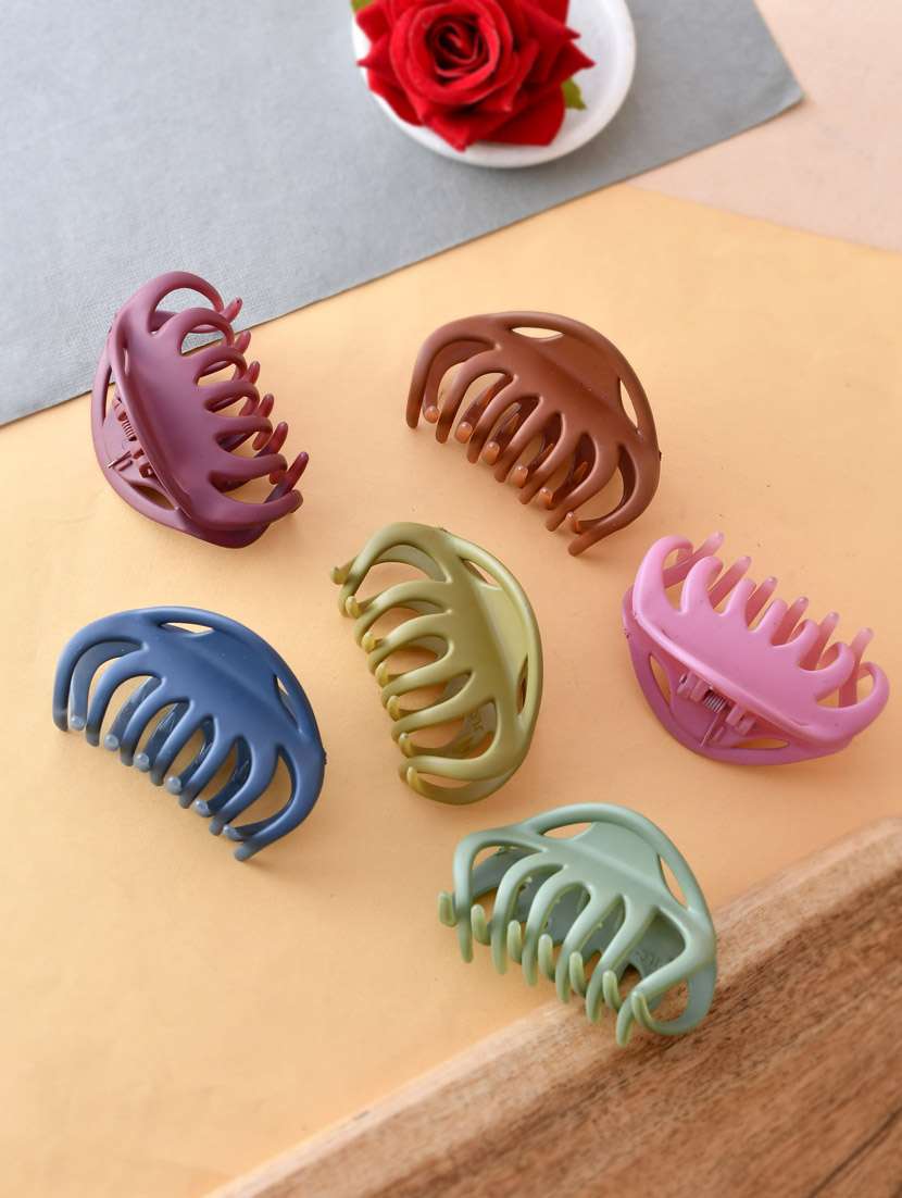 set of 6 multi colored claw clips