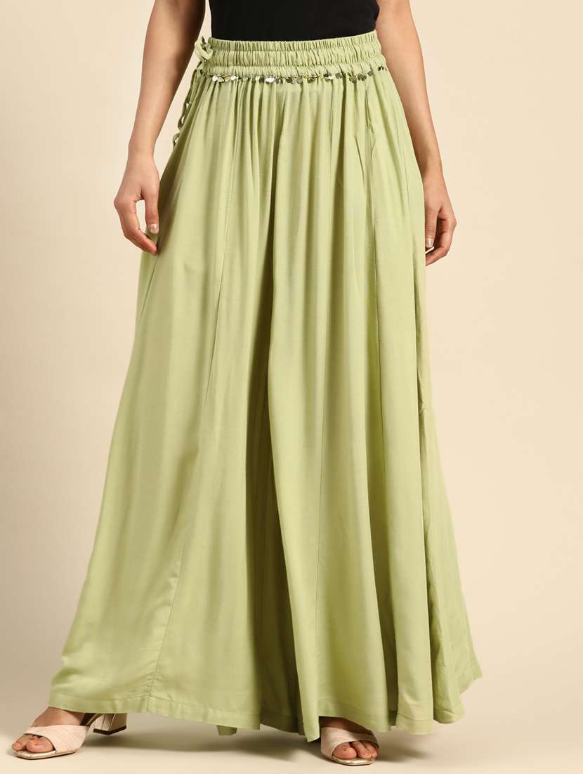 sequin detail flared palazzo - 18383041 - Zoom Image - 0