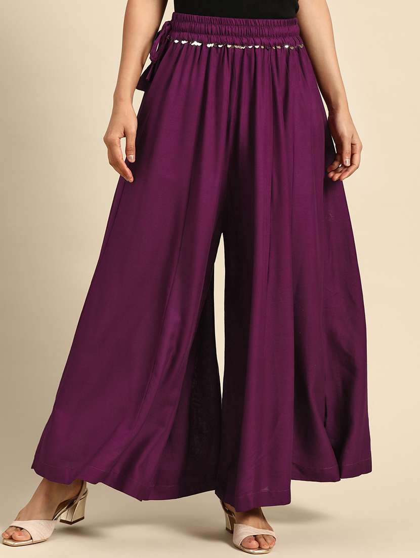 purple flared palazzo