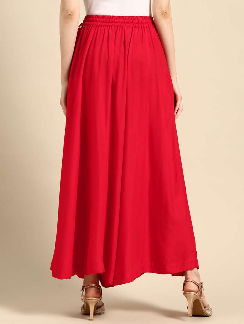 red rayon flared palazzo - 18383053 -  Standard Image - 2