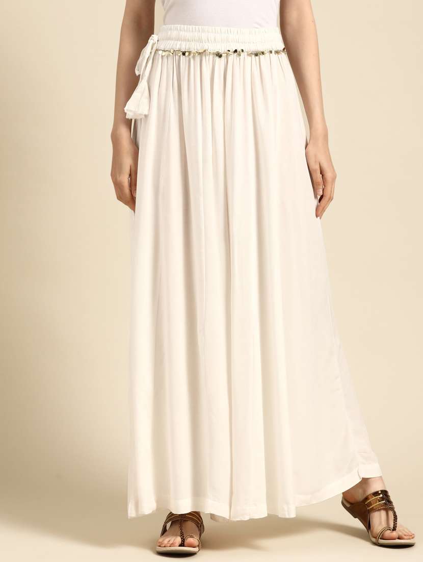 offwhite rayon flared palazzo