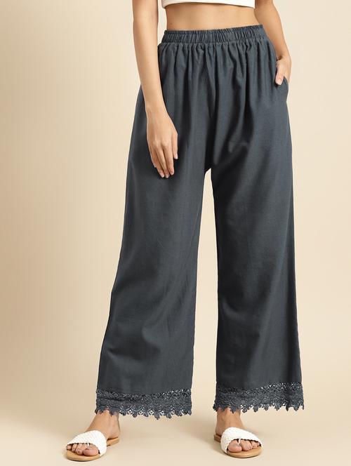 grey cotton cullottes palazzo - 18383067 - Standard Image - 0