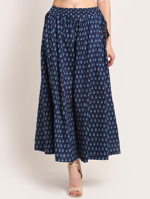 navy cotton flared palazzo - 18383083 -  Standard Image - 0