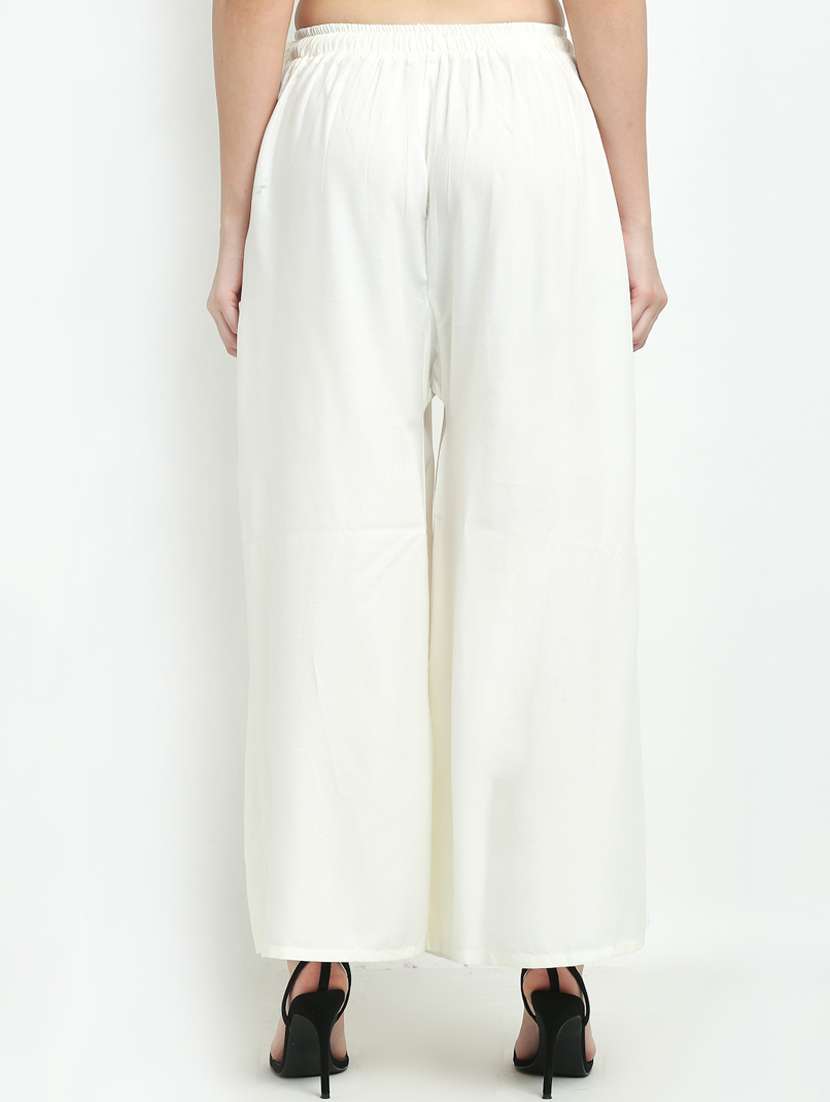 offwhite rayon flared palazzo - 18383090 -  Standard Image - 2