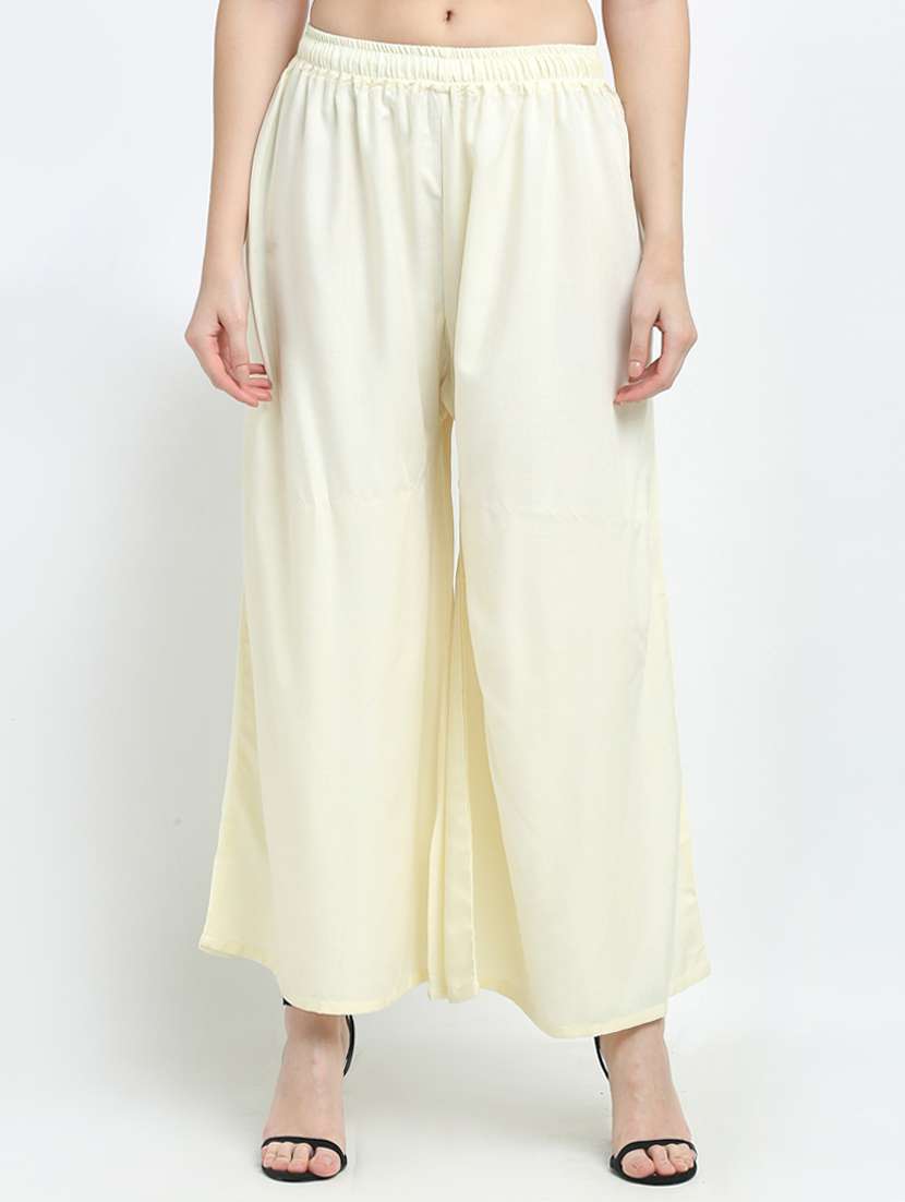 offwhite solid flared palazzo