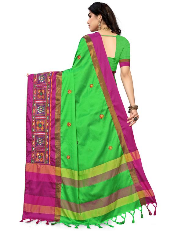women's self design green colored saree with blouse - 18383114 - Standard Image - 2