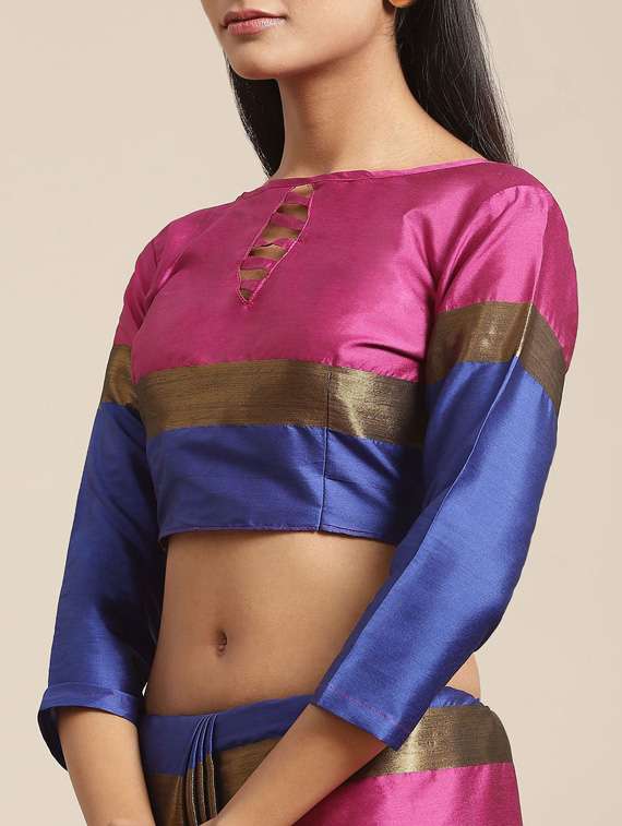 pink cotton silk embroidered saree with blouse - 18383498 - Standard Image - 2