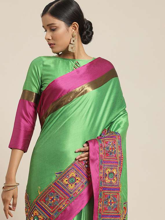 women's embroidered saree with blouse - 18383502 - Standard Image - 2