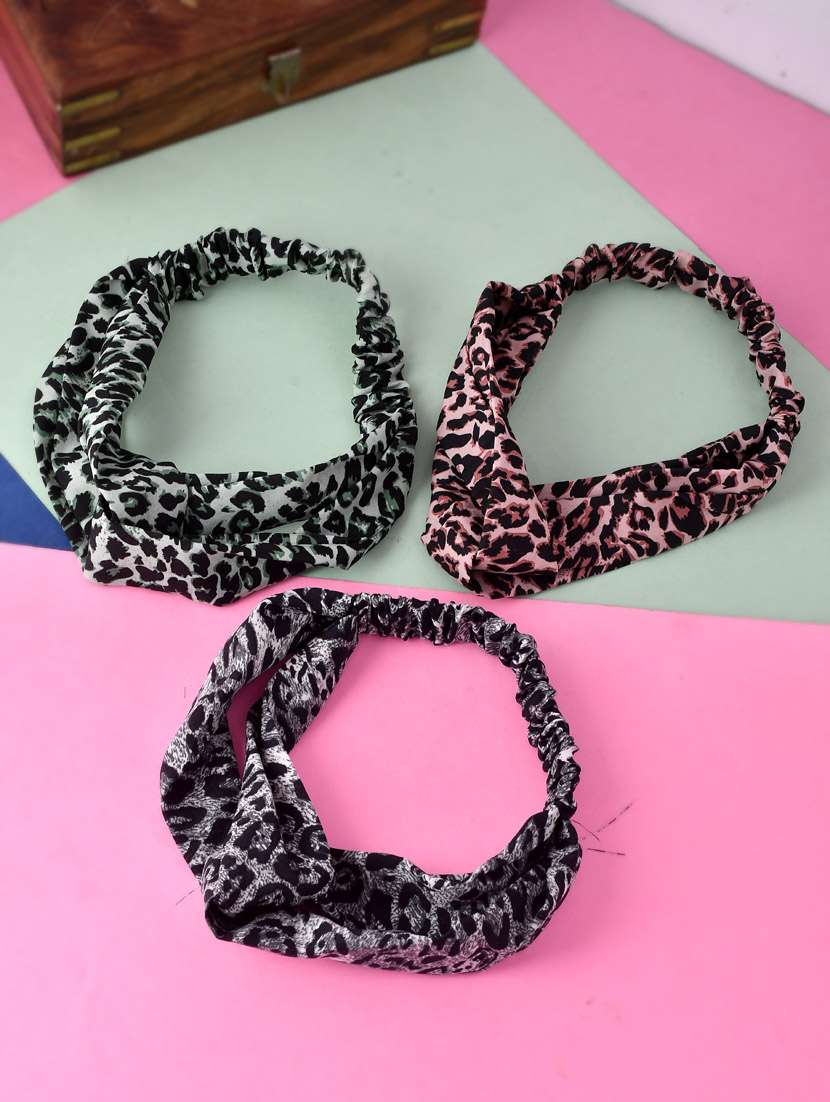 set of 6 multi colored printed ponytail holders