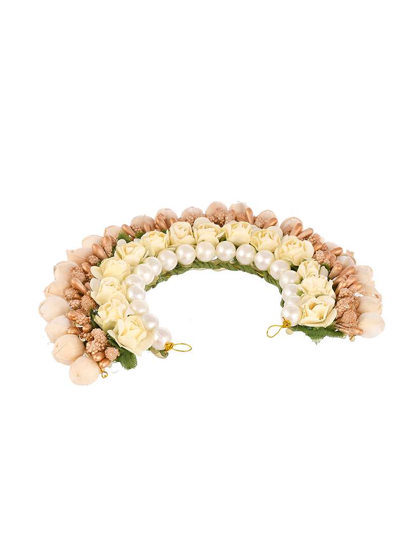 women cream & gold toned embellished hair accessory set - 18384161 -  Standard Image - 2