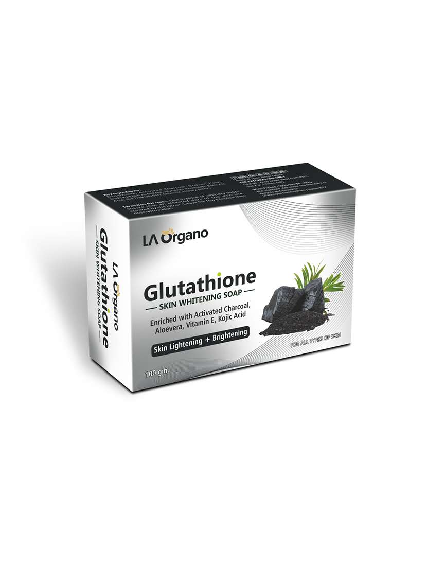 la organo glutathione charcoal skin lightening & brightening soap for all skin type  (100 g)