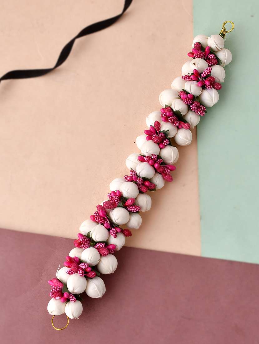  pink & white toned embellished hair accessory set
