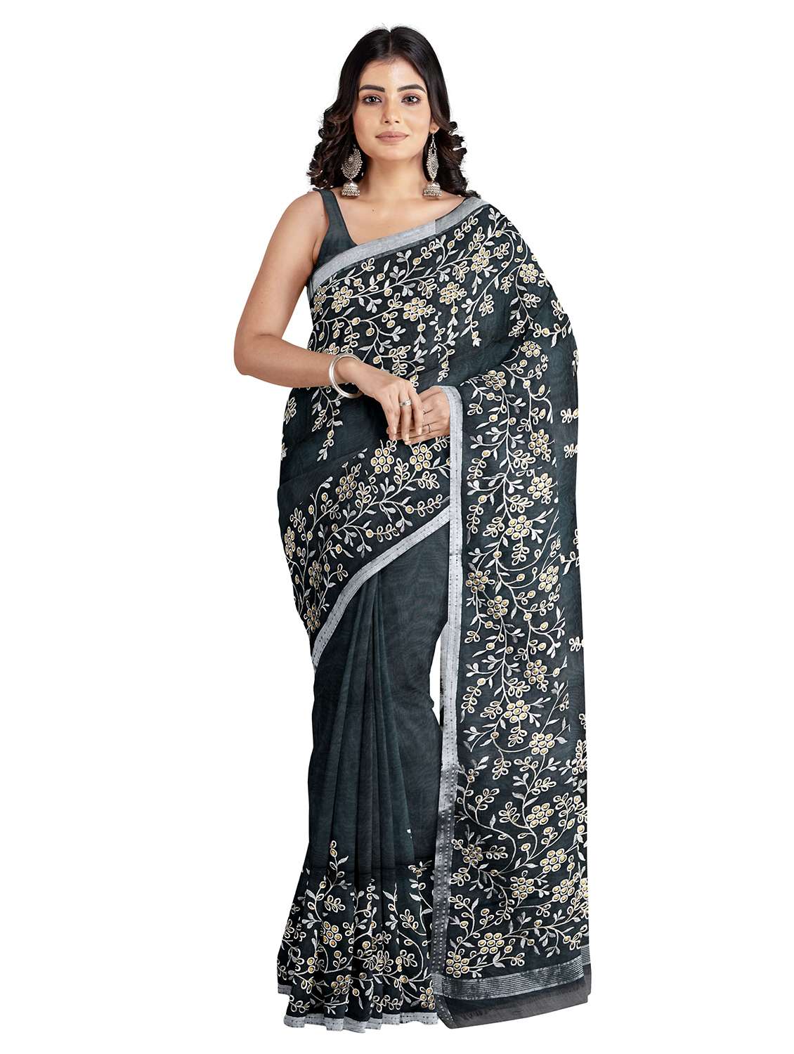 black silk blend handloom saree with blouse