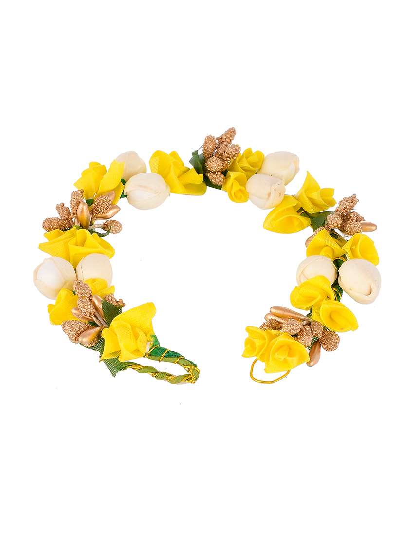 women yellow & gold toned embellished hair accessory set - 18384450 -  Standard Image - 2