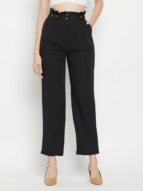 high rise solid pleated trouser - 18384474 -  Standard Image - 0