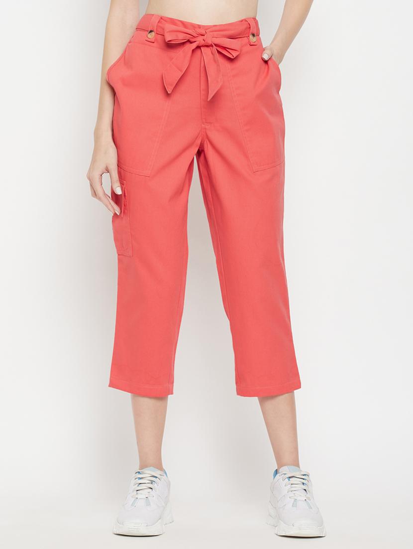 tie front solid cropped trouser - 18384480 - Zoom Image - 0