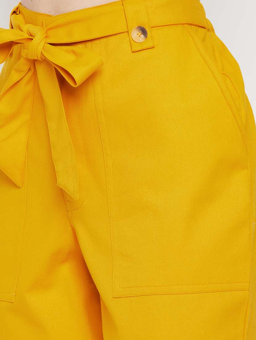 Tie Front Solid Cargos Trouser