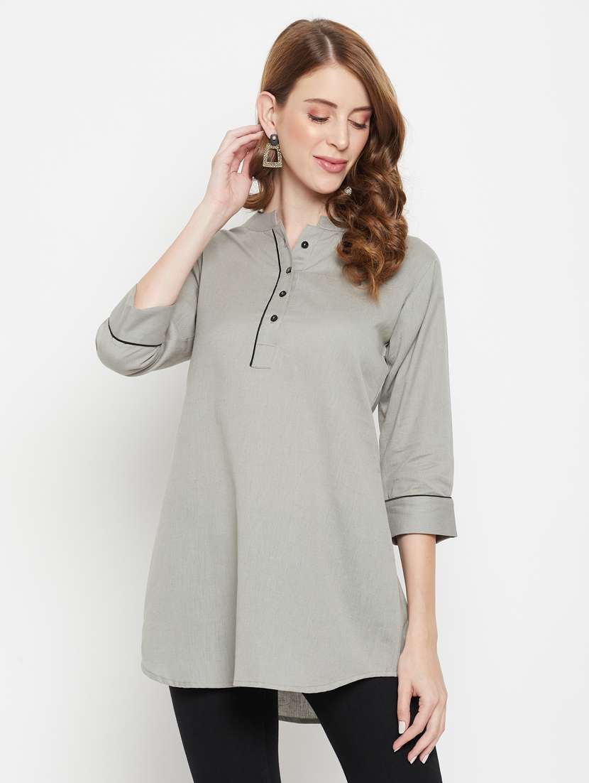 women's straight mandarin neck top - 18384499 - Zoom Image - 0