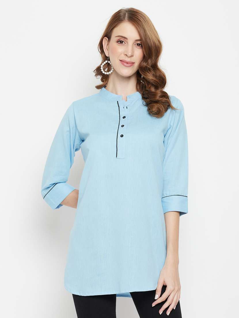 women's a line mandarin neck top