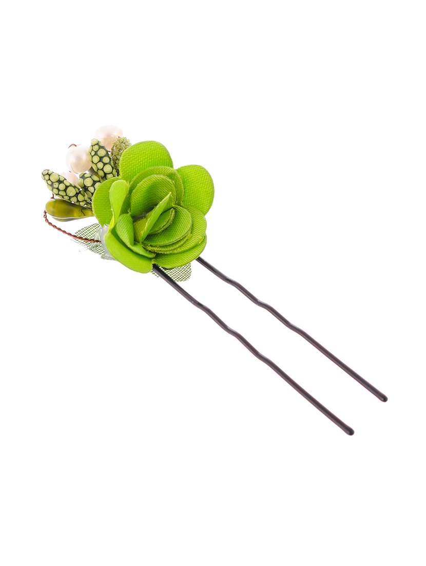 set of 10 women green flower embellished beaded u pins - 18385167 -  Standard Image - 2