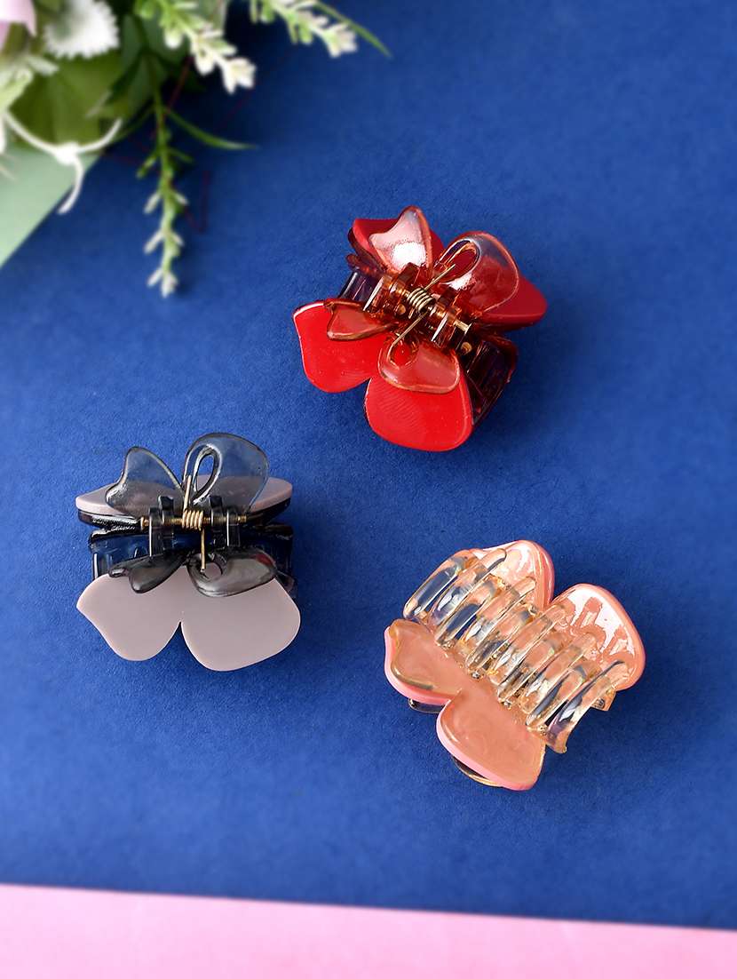 set of 3 multi colored claw clip